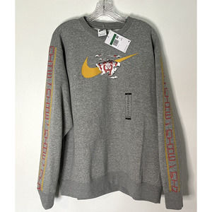 Nike Tigers Swoosh Crew Neck Pullover Sweatshirt | Grey Gray  | Men's SZ Large L